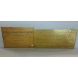 19th century engraved brass office sign, Messrs Davis & Champion, Auctioneers, Surveyors and