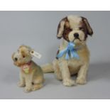2 Steiff dogs, both with pin in ear, unboxed; 1993 St Bernard 401367 is a replica of 1931 original