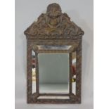 19th century brass framed wall mirror, with five mirror plates, 55cm max