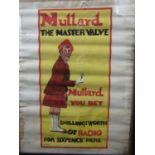A vintage advertising poster design for Mullard, The Master Valve, showing a Scotsman holding a