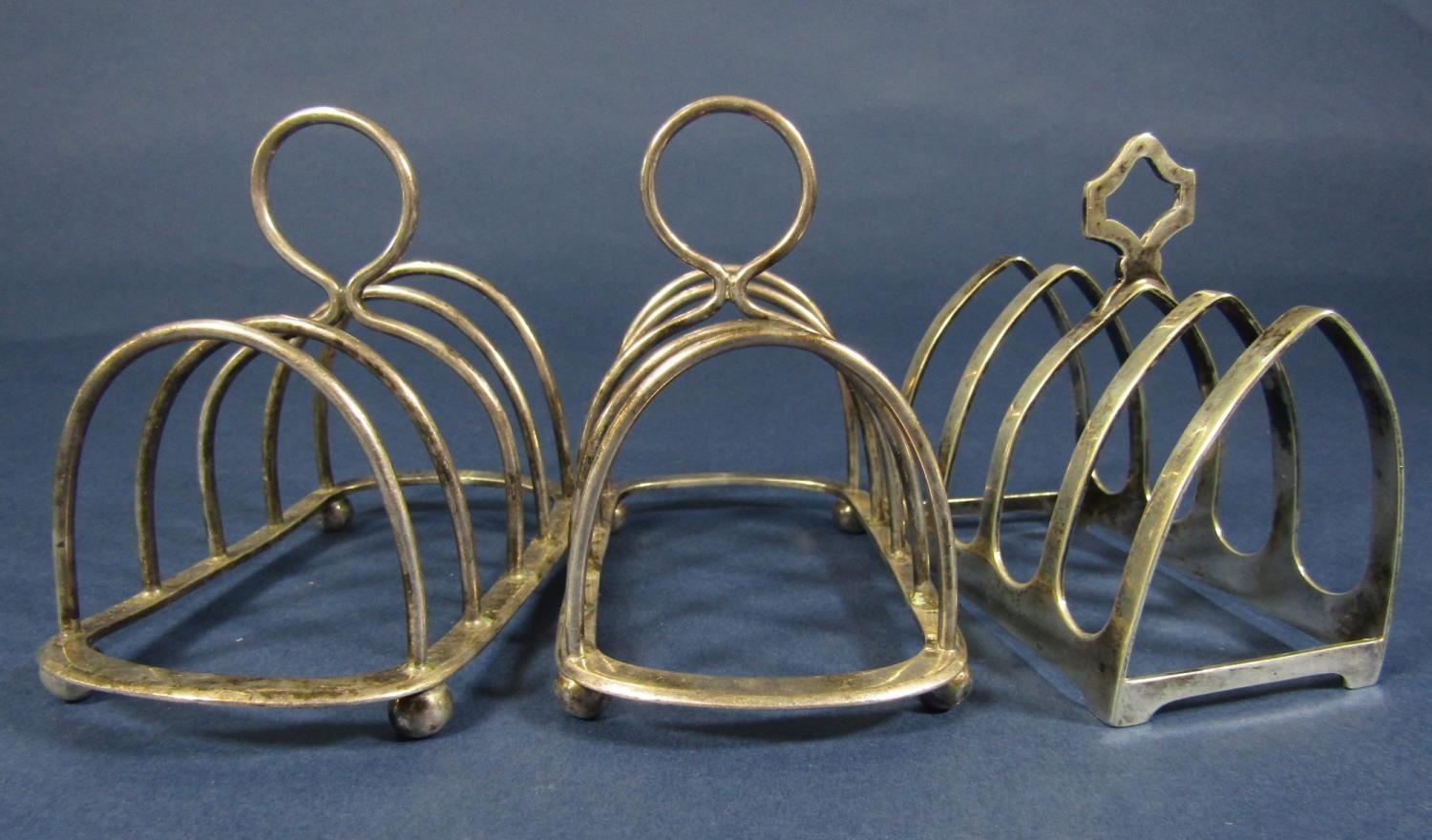 Three silver four divisional toast racks, 6oz approx - Image 2 of 2