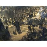 After William Fisk - Black and white engraving of the trial of King Charles I in Westminster Hall,