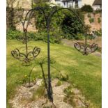 An iron four branch flower basket carousel by Forde Abbey, Dorset, 50 cm diameter (this lot can be