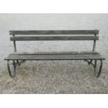 Sprung steel garden bench with timber lathes 182 cm in length