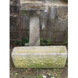 A reclaimed three sectional bird bath, together with a rectangular trough with shell detail