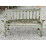 A small Lister teakwood garden bench, 128 cm wide