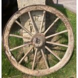 19th century agricultural wagon wheel, 50 cm diameter, one other similar - poor condition