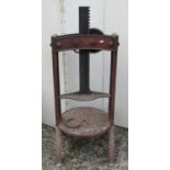 Victorian cast iron cheese press with ratchet mechanism, 100 cm in height approximately