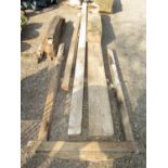 An oak beam 160 x 30 x 25 cm approximately, an oak door frame, further oak timbers, pine timbers,