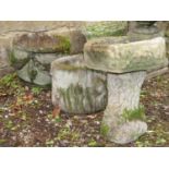 Two reclaimed garden pots, together with a bird bath