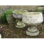 Three reclaimed garden pots with moulded detail detail