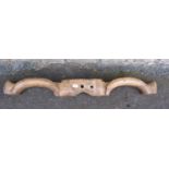 An antique elm ox yoke for a pair of oxen, 130cm wide