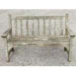 A small reclaimed teakwood garden bench, 130 cm