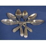 Good set of six Georgian silver bright cut teaspoons, maker Duncan Urquhart & Naphtali Hart,