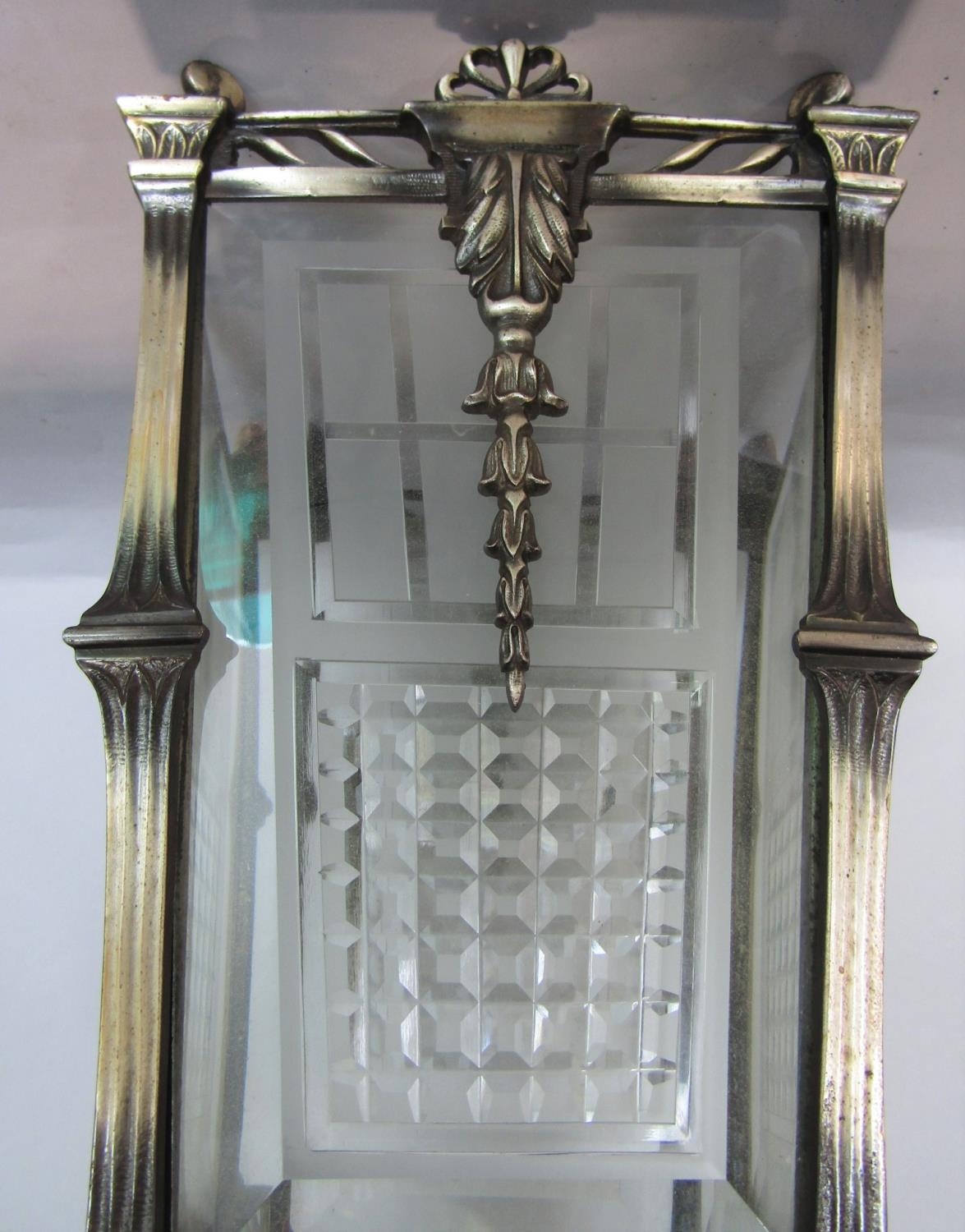 Art Deco chrome and cut glass square tapered lantern, 32cm high - Image 3 of 4