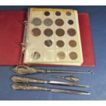 A part fitted coin album containing a collection of mainly post war British coinage and others