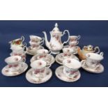 A collection of Royal Albert Lavender Rose pattern wares comprising coffee pot, milk jug, sugar