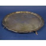 1930s Georgian style salver with raised pie-crust type rim, with inscription from 'Members