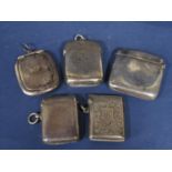Four silver vesta cases together with a further silver patch/stamp box, 4 oz approx