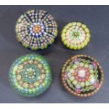 Four Perthshire Millefiori glass paperweights
