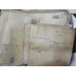 A box containing a collection of 19th century legal documents for the Manner Of Mansfield,