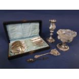 Cased set of six continental .800 silver teaspoons with darted and floral decoration to the