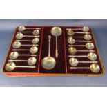 Impressive silver plated suite of apostle spoons, comprising two serving spoons and eighteen further