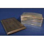 Small silver box with hinged lid with engraved floral decoration enclosing a gilt interior, maker
