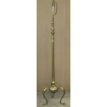 A good quality cast brass arts and crafts style standard lamp, with knopped and faceted hexagonal