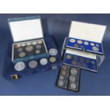 A coin collectors case containing various silver coins to include a 1994 Barbados five dollar, a