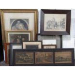 Collection of 18th and 19th century and other prints and engravings including an unusual black and