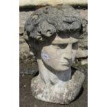 A reclaimed head and shoulder bust of David 40 cm high approximately