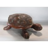 Interesting novelty dewing box or casket in the form of a tortoise, the tortoise head with glass