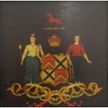 18th century American school - Coat of arms flanked by a pair of female figures, incorporating a