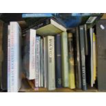 A box containing a quantity of miscellaneous books about American heritage, history, art, natural