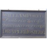 Good quality antique painted wooden sign inscribed 'William Porter, Dealer in Tea, Coffee,