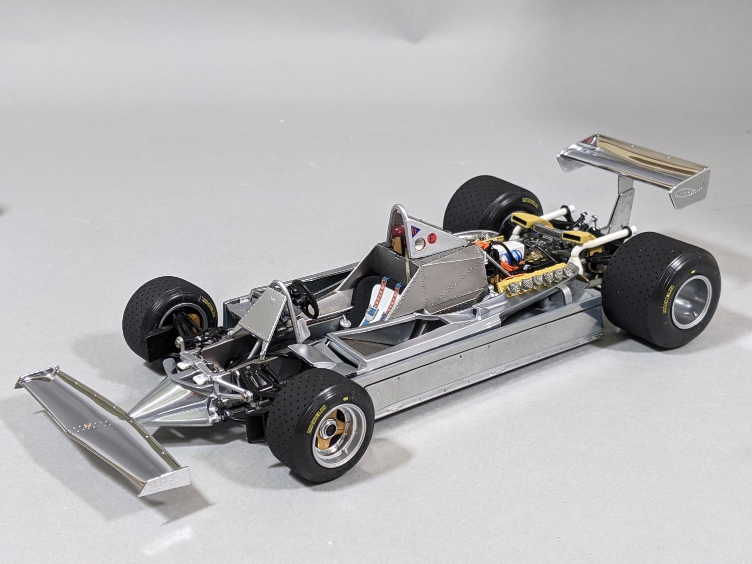 1:18 scale Ferrari 312 T4 Formula 1 racing car in polished aluminium chrome, no 97079 by Exoto - Image 2 of 6