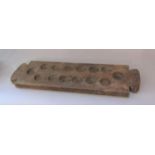 Primitive French fruitwood biscuit mould, 61 cm long