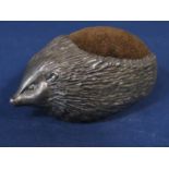 1980s novelty silver pin cushion in the form of a hedgehog, maker Ammonite Ltd, Birmingham 1982, 6