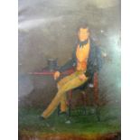 19th century school - Full length portrait study of a seated young gentleman, his top hat on the