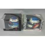 2 model helmets 1:2 scale by S.P.O.R.T.S Models including helmet for Jean Alesi 1998 and a West