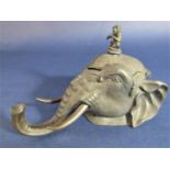 Meriden Company cast metal novelty ink well in the form of a monkey perched on an elephant head with