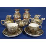 A collection of good quality late 19th century Satsuma teawares with ornate painted and gilded