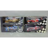 4 Minichamps Grand Prix Formula One 1:18 scale boxed model racing cars including 180 990022 BAR 01