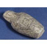 Early Egyptian tomb sarcophagus figure with engraved decoration, 7cm long