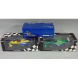 3 boxed Minichamps Formula 1 racing cars 1:18 scale including Jordan Ford 191 M Schumacher 1991,