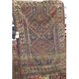Antique Persian rug with twin medallion decoration upon a blue ground, 155 x 120 cm