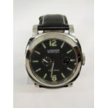 Gents Panerai Luminor Marina automatic stainless steel wristwatch, the black dial with lume 12 and 6