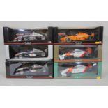 6 Minichamps Grand Prix Formula One 1:18 scale boxed McLaren model racing cars including 530