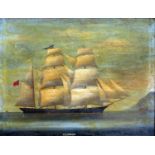 19th century school - Study of the sailing vessel Kedron, pictured off the coast with further